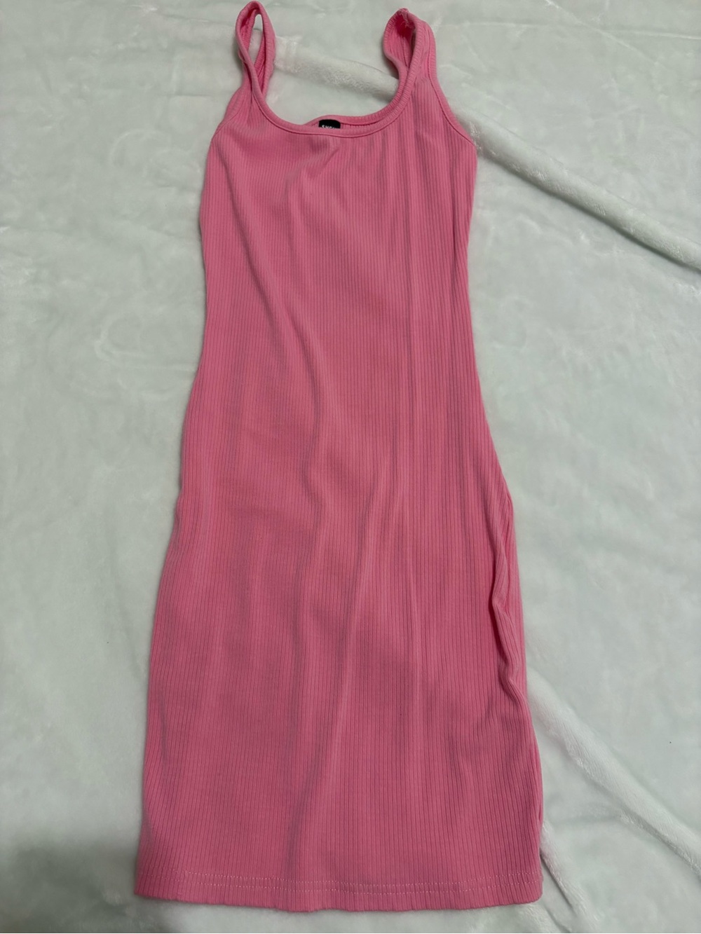 SHEIN Pink Ribbed Midi Tank Dress